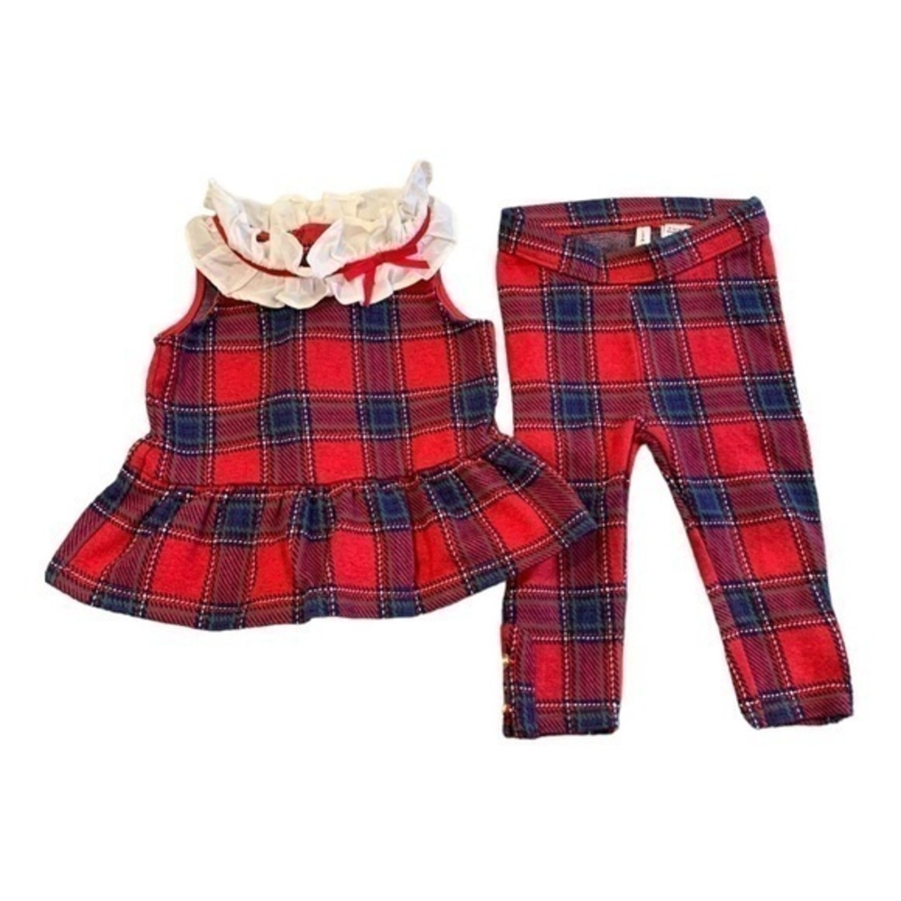 Jane&Jack baby girl Holiday plaid matching set size 6-12 M